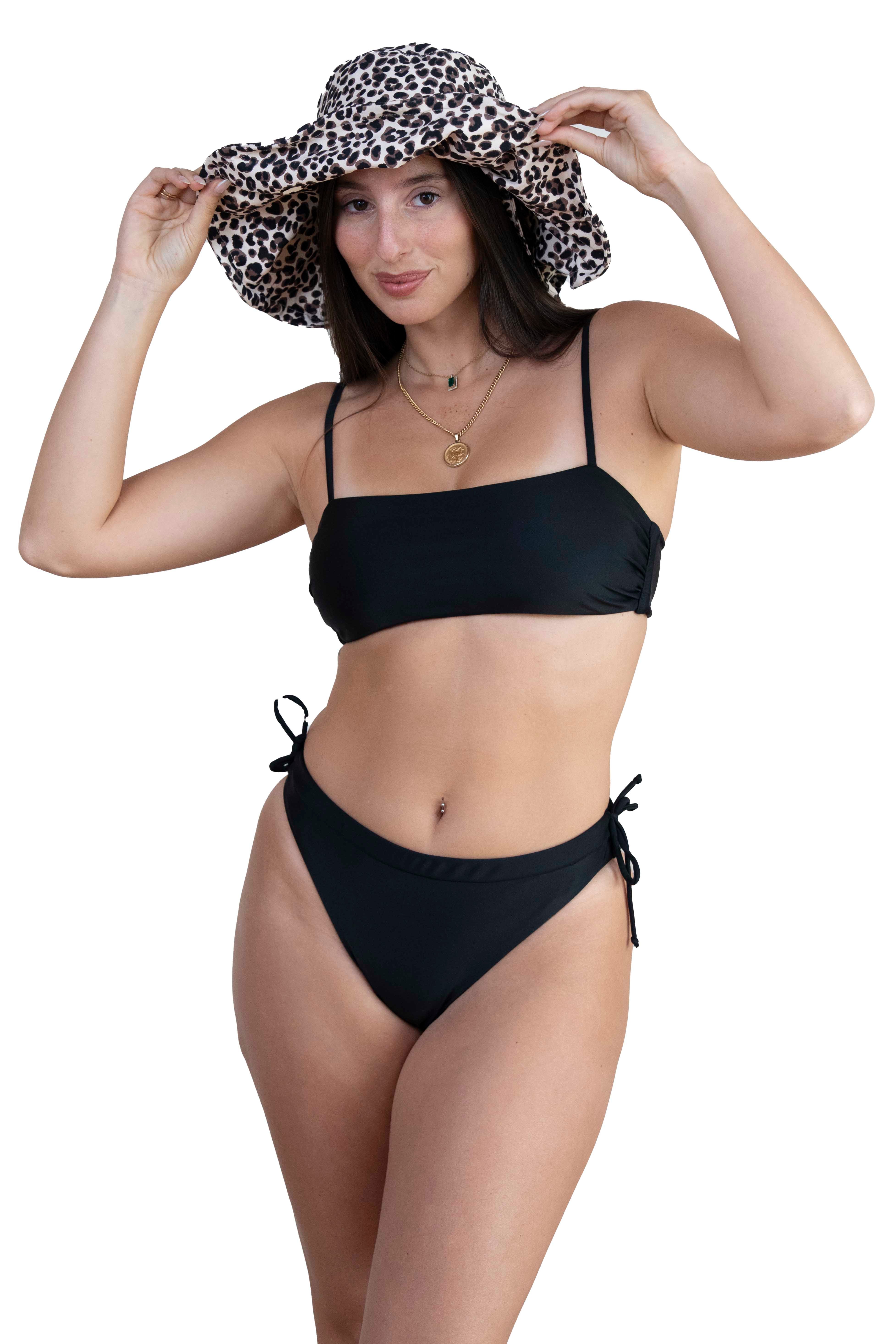 strap top + surf bottom black color