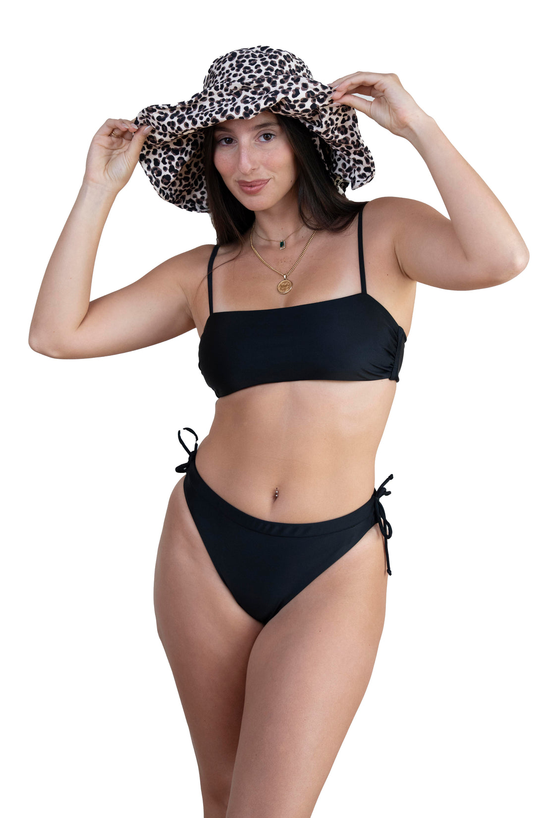 strap top + surf bottom black color