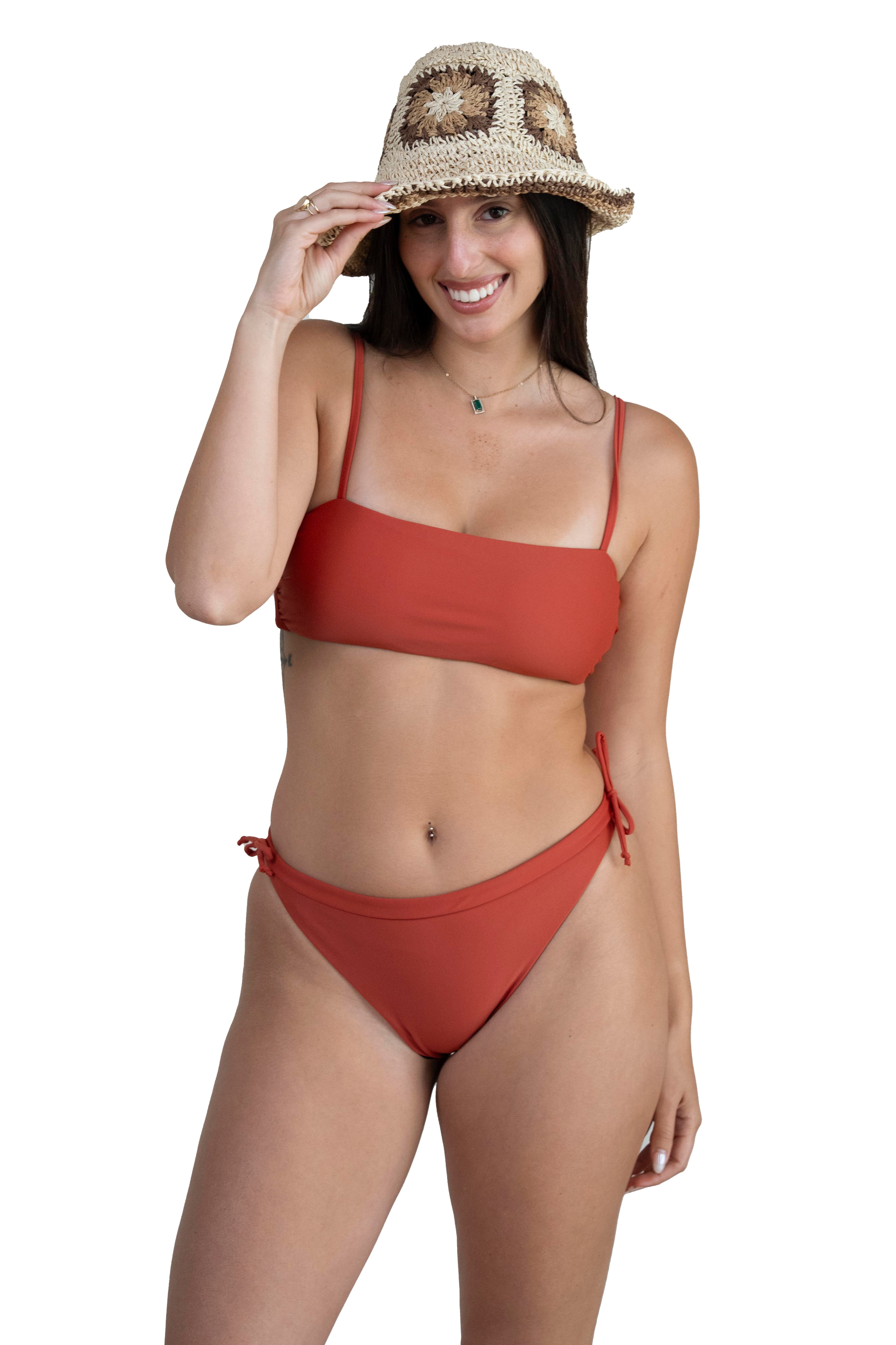 strap top + surf bottom earth color