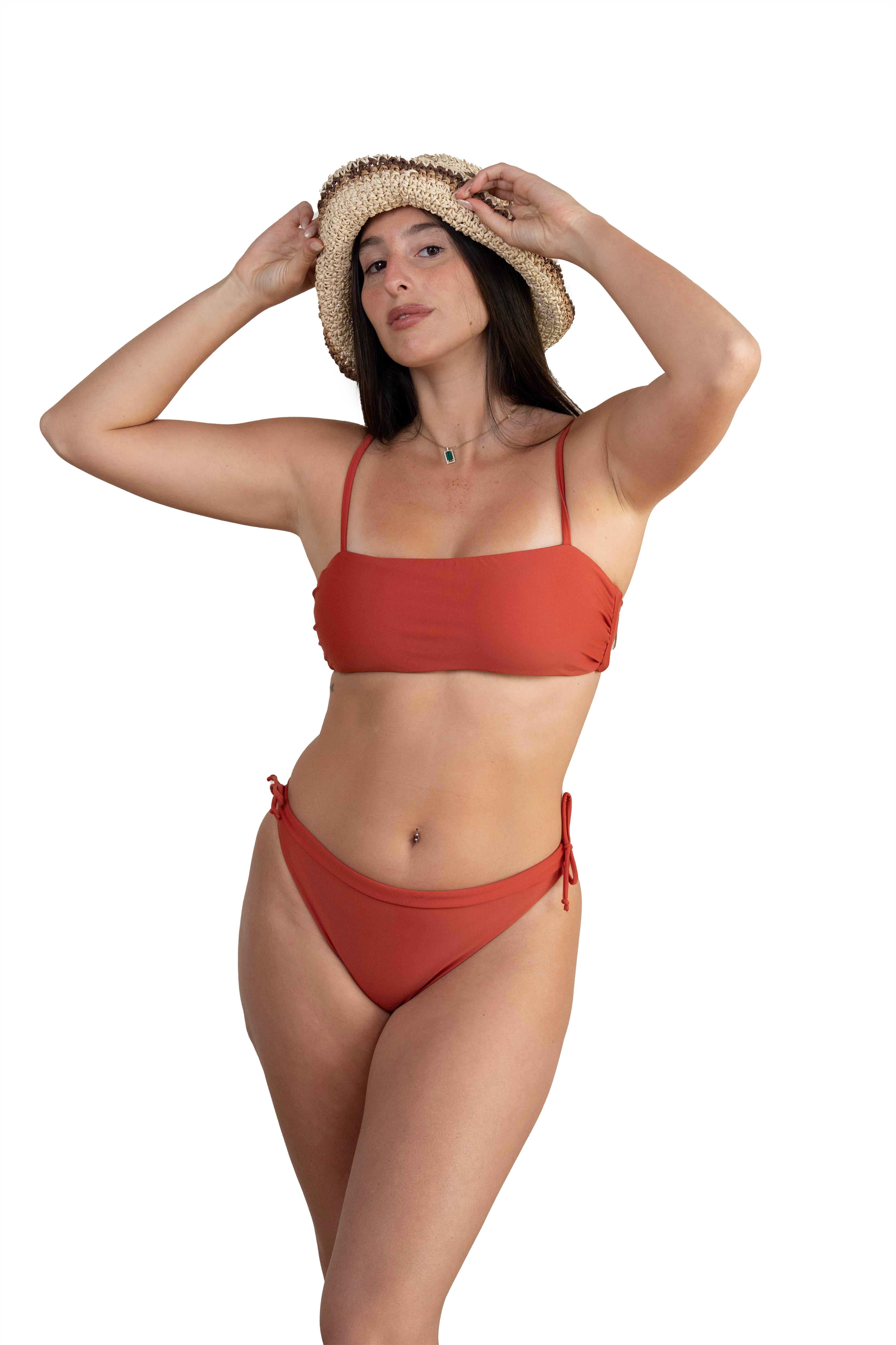strap top + surf bottom earth color
