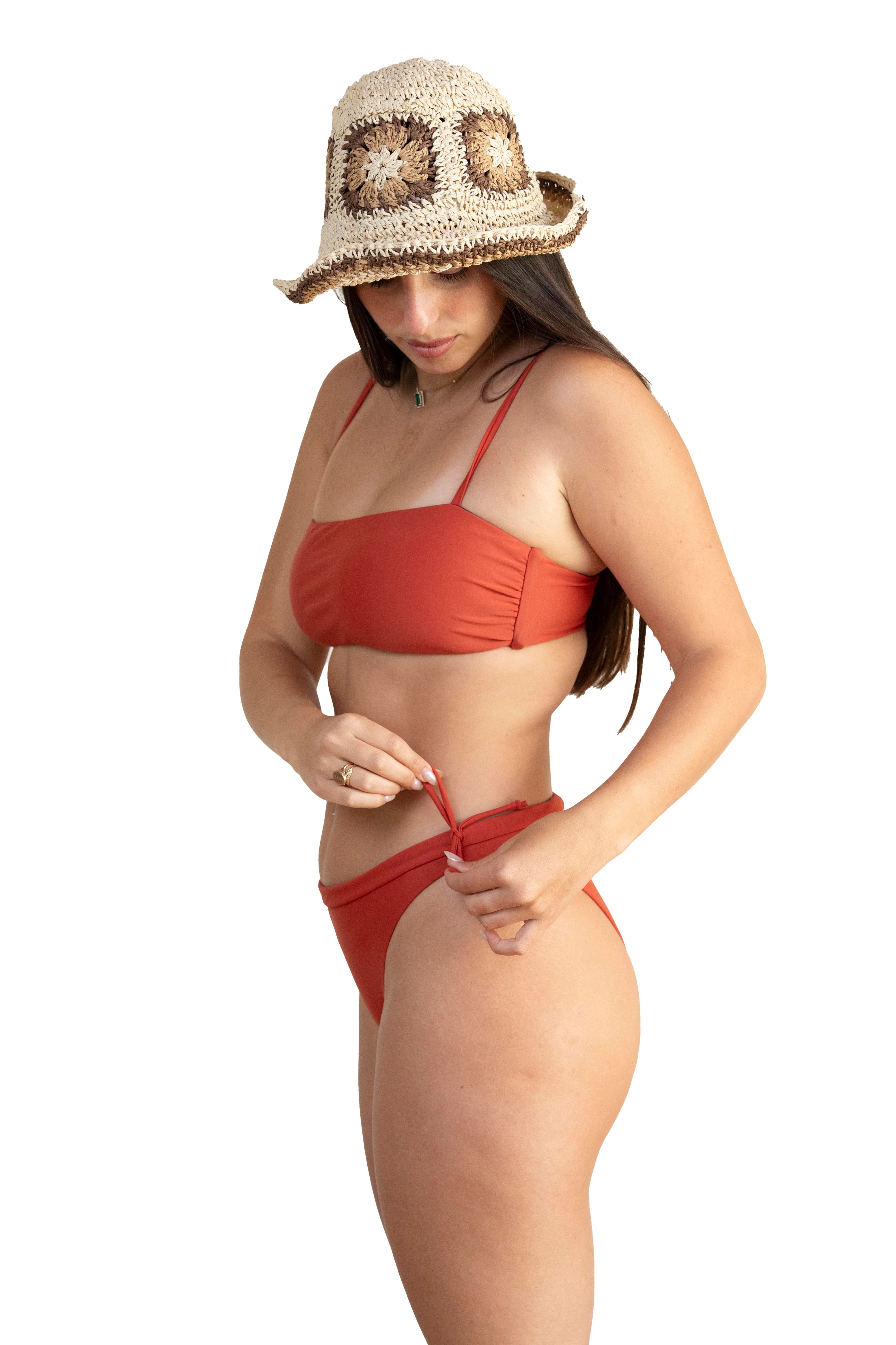 strap top + surf bottom earth color