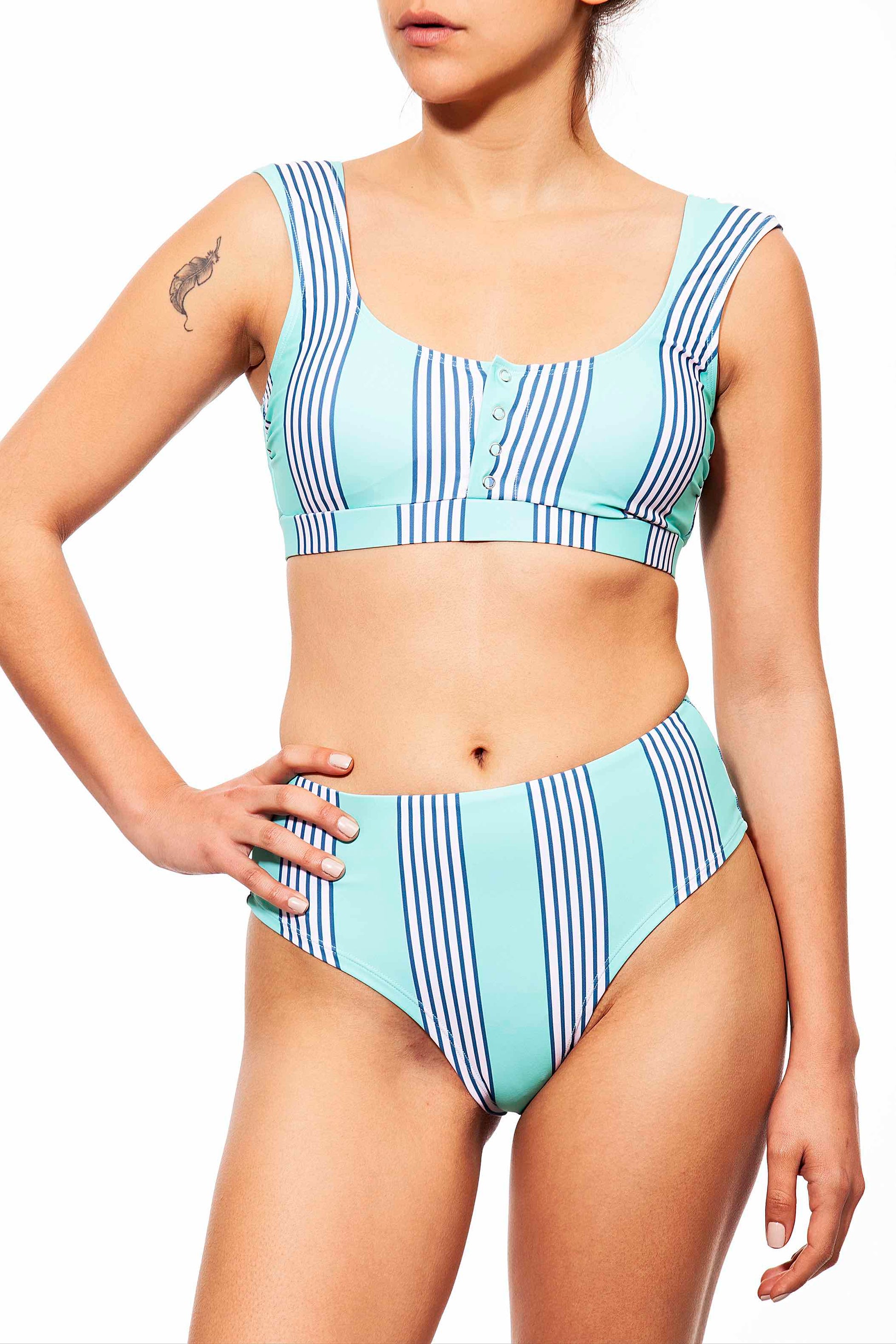 lucy top + high bottom stripes print -חדש!  Noyka