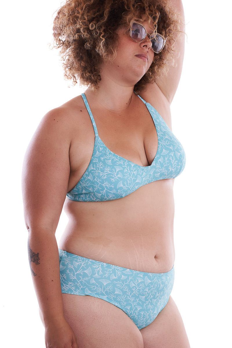 Clasi-x  top ( L SIZE) + basic bottom turquoise print